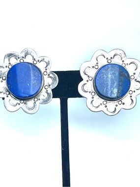 Sterling Navajo Lapis Earrings